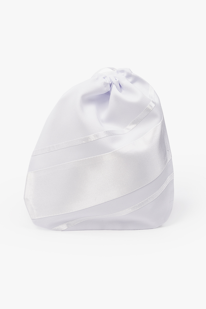 Minimalistyczna torebka woreczek z białymi taśmami